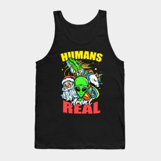 Human Aren't Real Santa Alien Unicorn Dragon Nerdy Tank Top